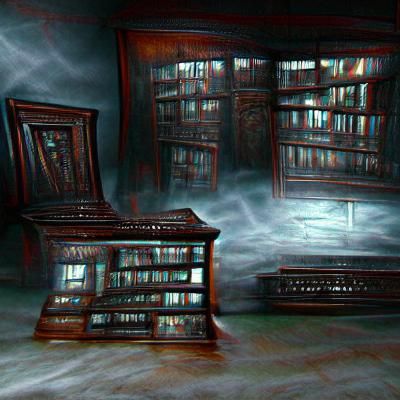 Eerie Haunted Library with Flickering Candlelight