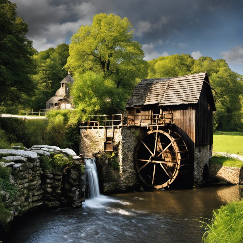 Picturesque Watermill Scene