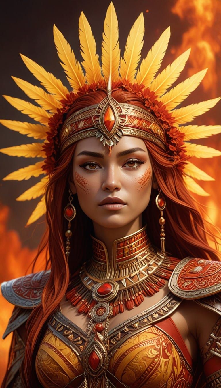 (masterpiece, top quality, super detail, high resolution, best illustration), Mavuika, the Pyro Archon of Natlan, a powe...