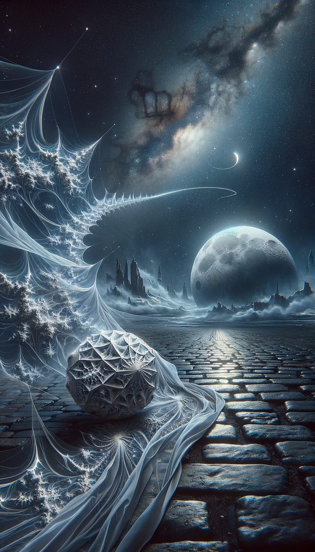 Moonlit Glass Refractions in a Moody Night Scene