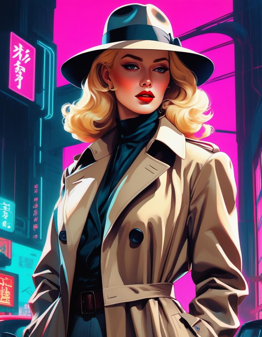 Vaporwave Noir Detective in 1930s Style