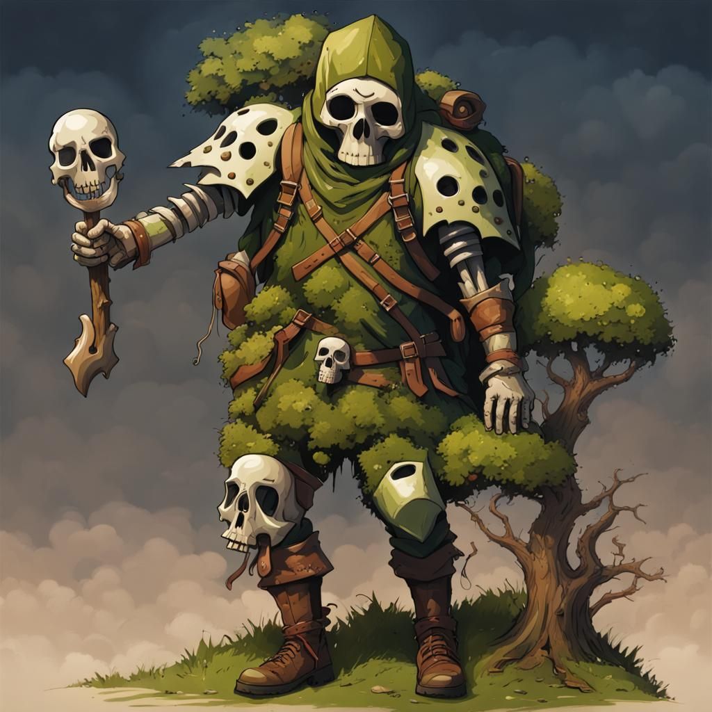 Mossy Tree-Man Knight Casting a Spell