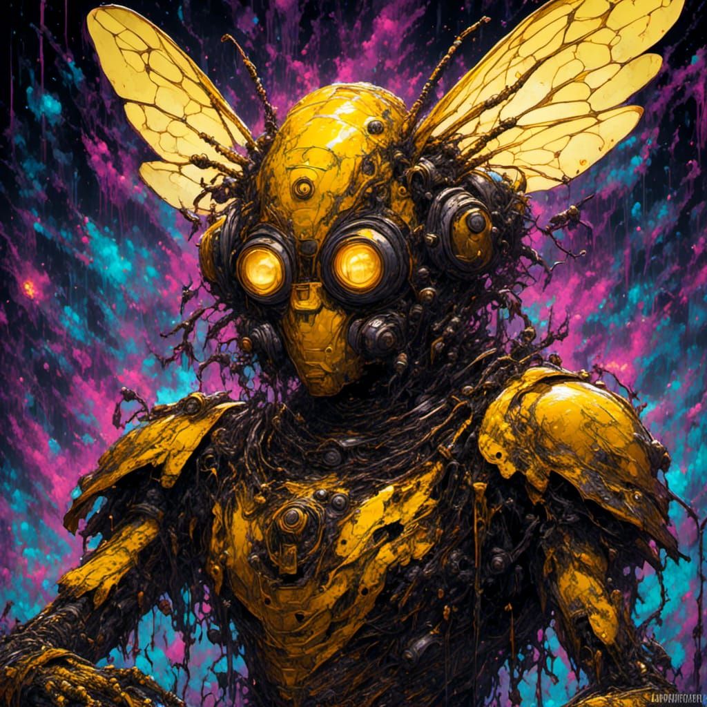 Cartoon Humanoid Bee in a Fantasy Comic Style