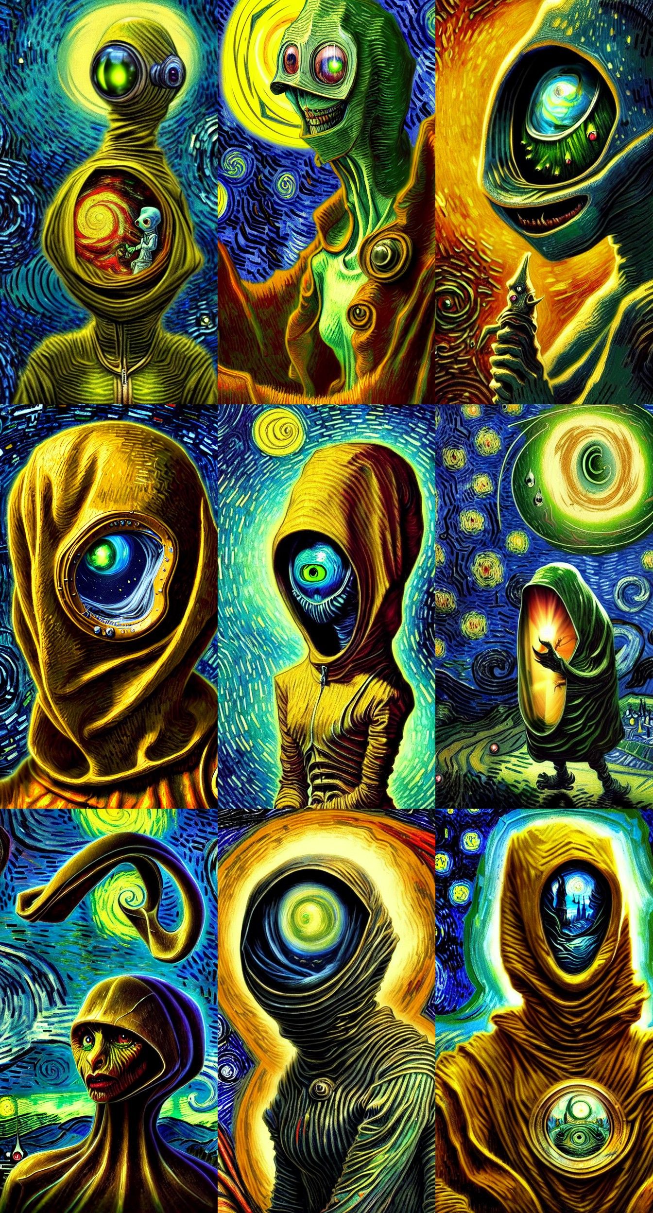 Hooded Alien Creature: Detailed Matte Painting