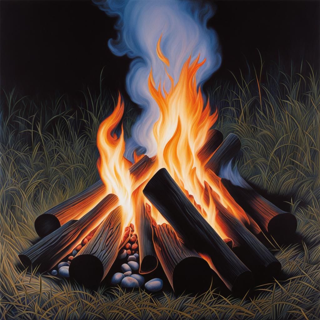 Campfire Optical Illusion in Surreal Style