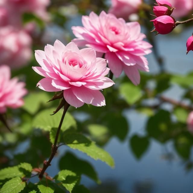 Cherry Blossom Reflections in Lake Water: Bokeh Photography
