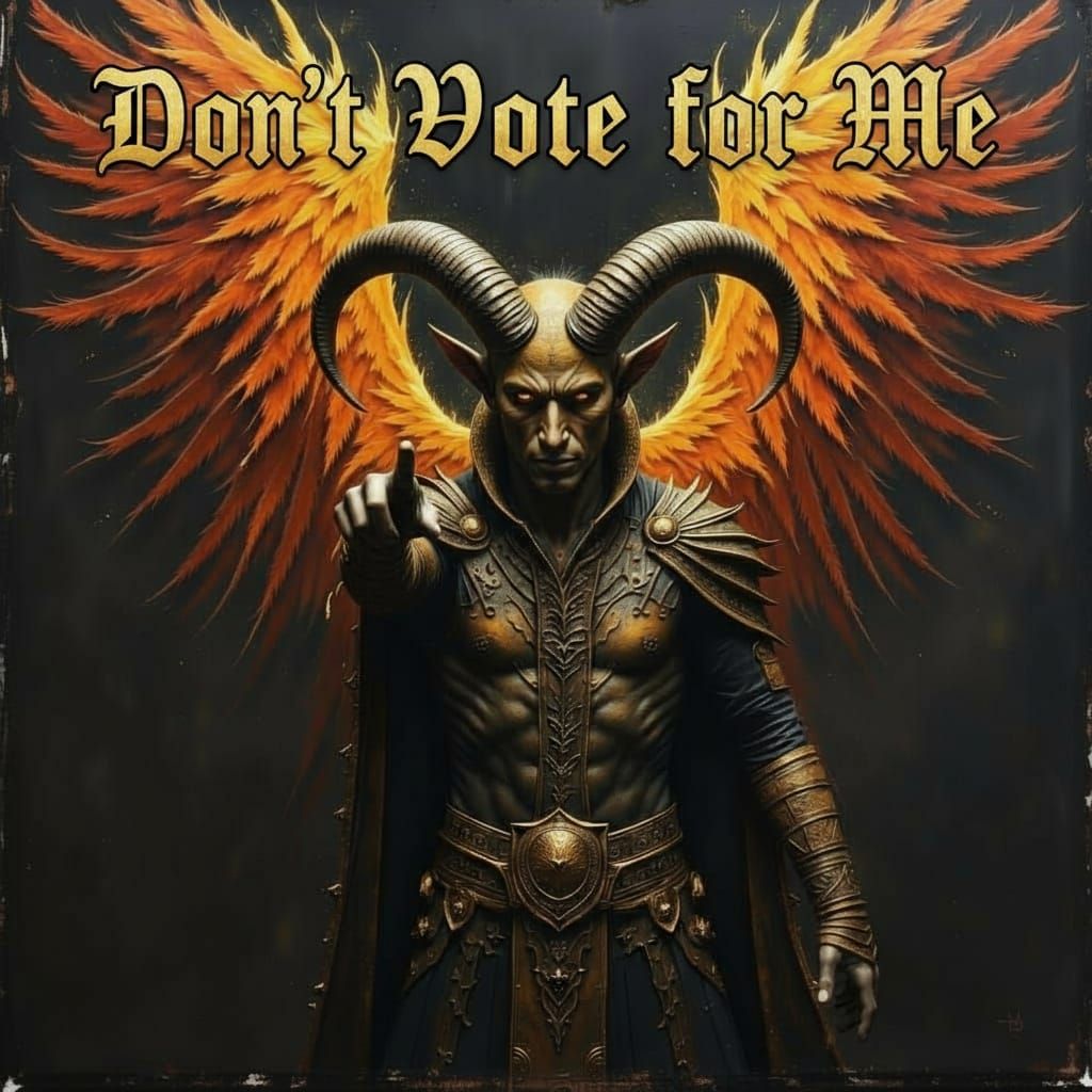 Tiefling Warrior with Phoenix Wings in Oil Paint Style