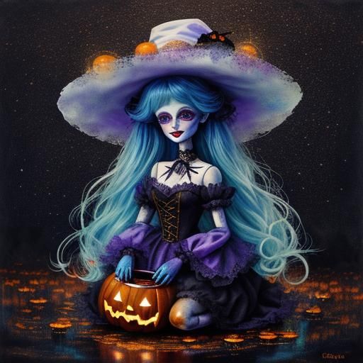 Cute Halloween Doll with Alcohol Ink and Oil Paint