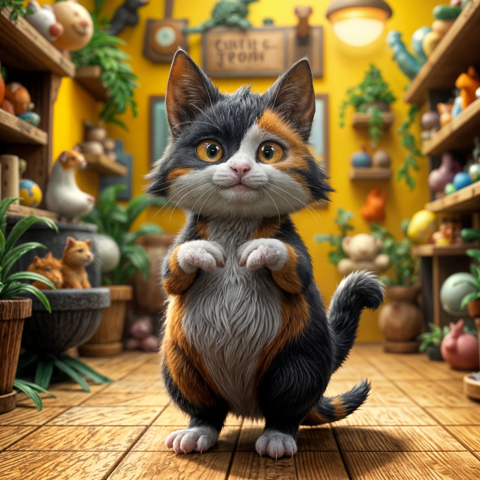 Whimsical Mergenom: Friendly Feline-Guinea Pig Hybrid