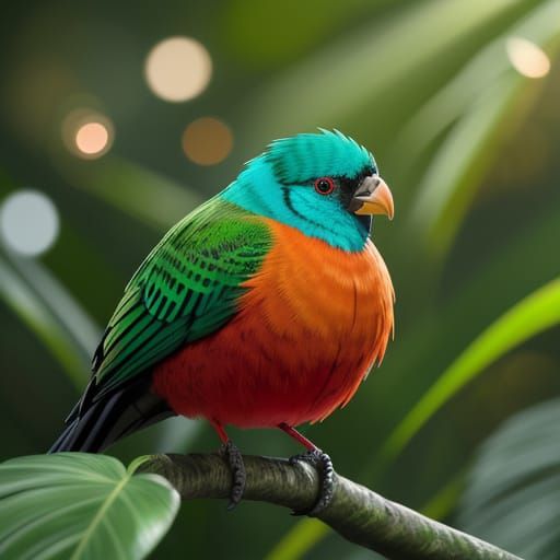 Vibrant Papua Bird in Lush Jungle: Anime Style