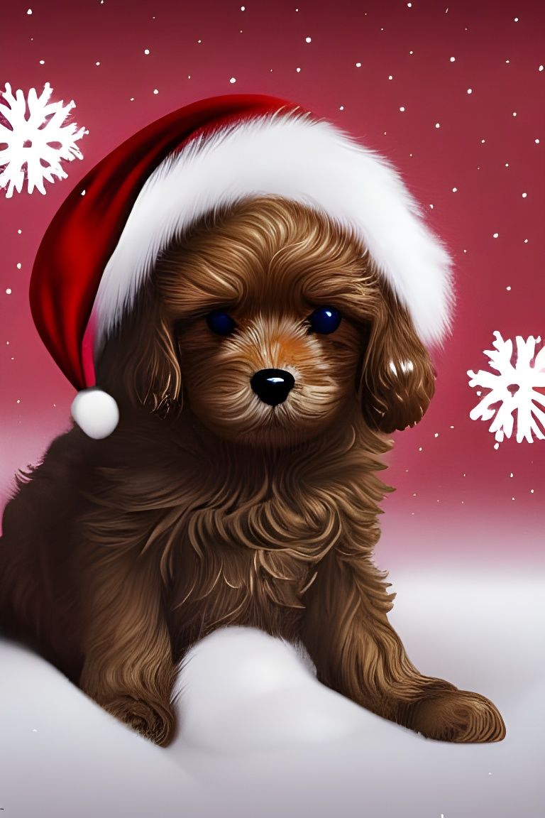Adorable Cavapoo Puppy in Christmas Gift Box