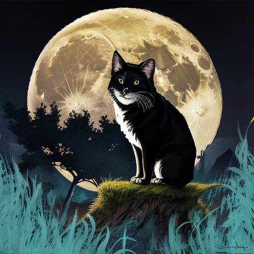 Dramatic Full Moon in a Dark Sky