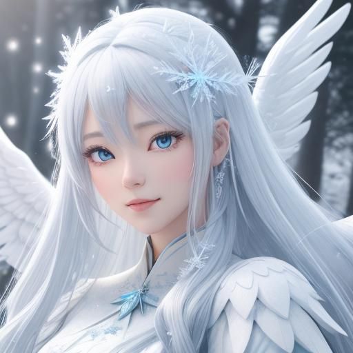 Serene Winter Angel in 3D Anime Art