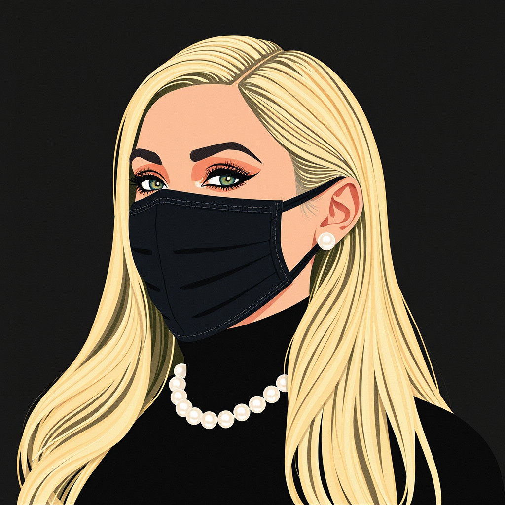 Paper Collage Portrait of Woman with Face Mask