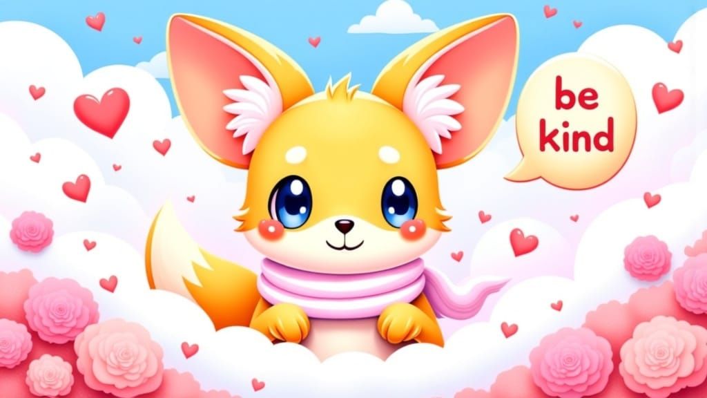 Kawaii Fennec Fox Spreads Kindness in Whimsical Wonderland