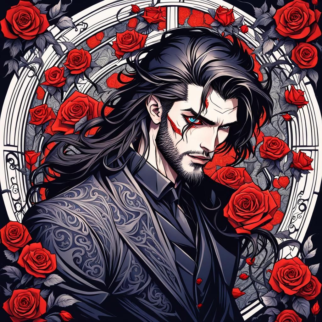 Elegant Gothic Devil Portrait in Comic Style