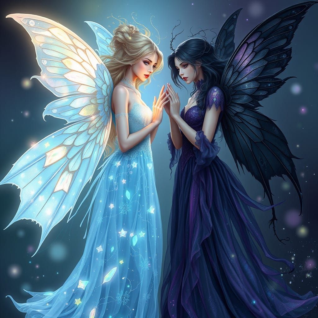 Surreal Fairies of Light and Darkness Emerge in Luminous Pas...