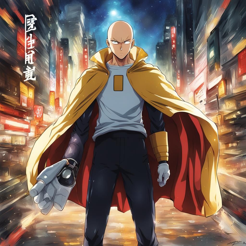 Saitama Artwork in Anime Style