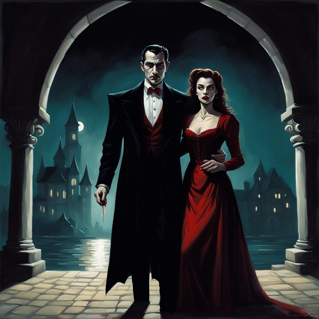 Dracula and Wife in Moonlight, Sinister Art