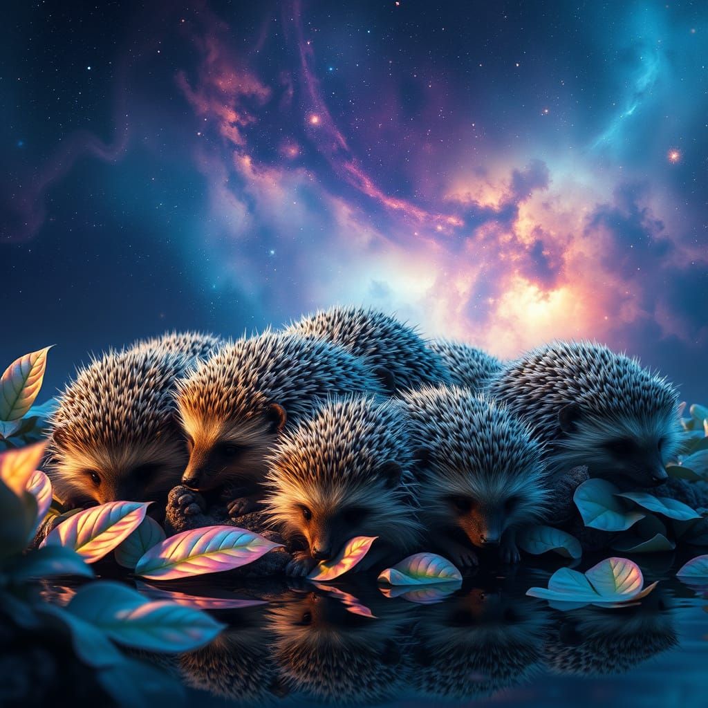 Hedgehogs, but their thorns are snow leopard fur, fluffy, fu...