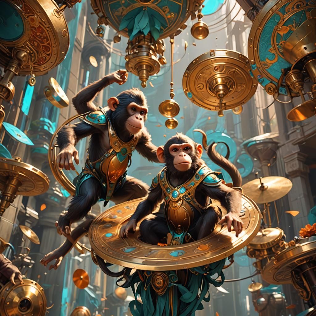 Cymbal Monkey Art Nouveau Concept Art