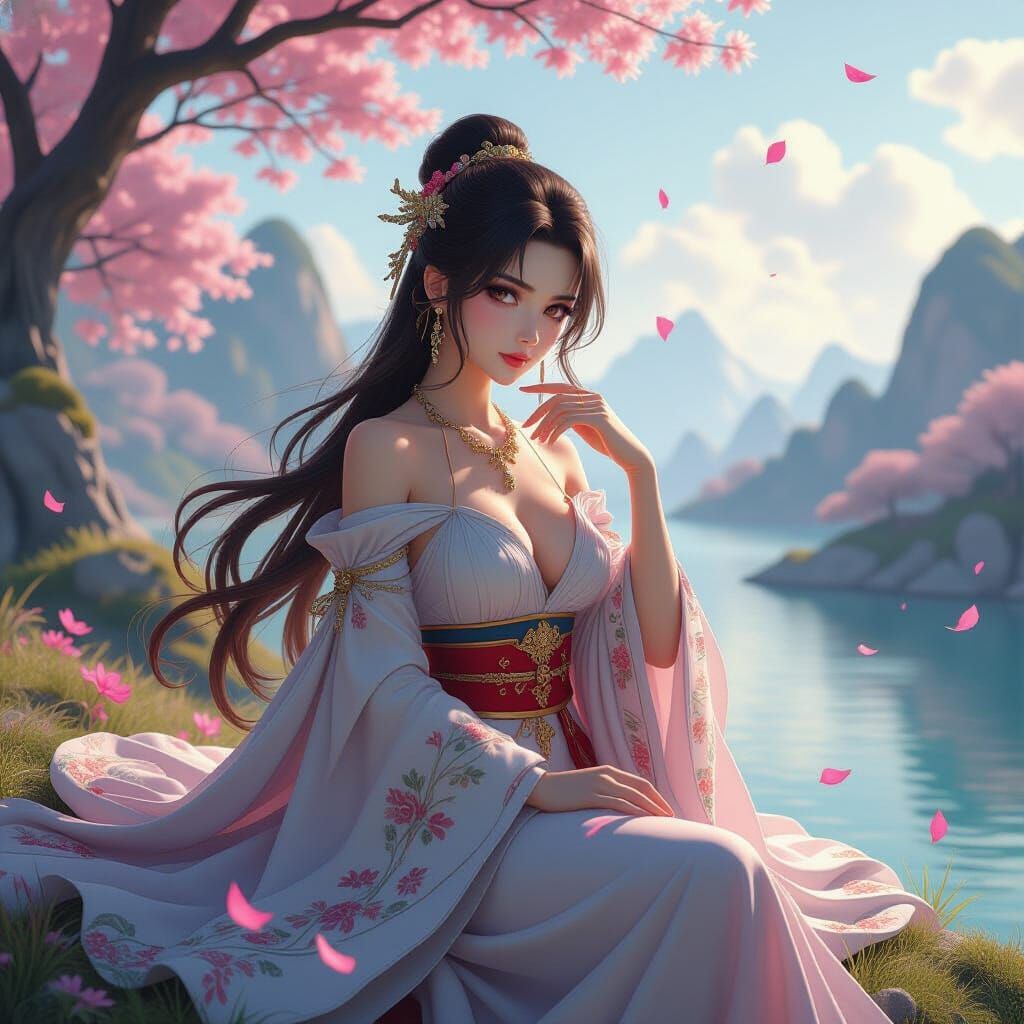 Persephone in Mythical Landscape, 3D Anime Concept Art