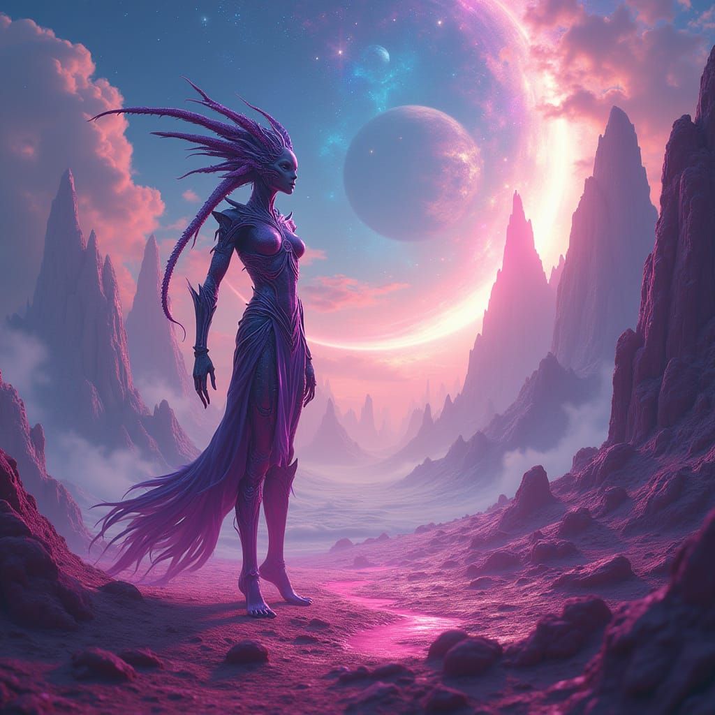 Dimensional Alien Arrival: 3D Anime Concept Art