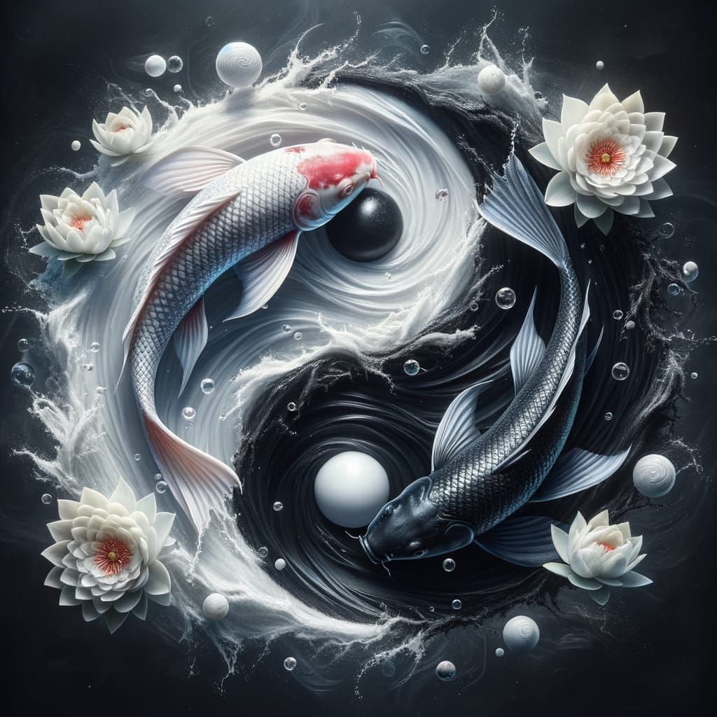 Two koi fish building ying and yang