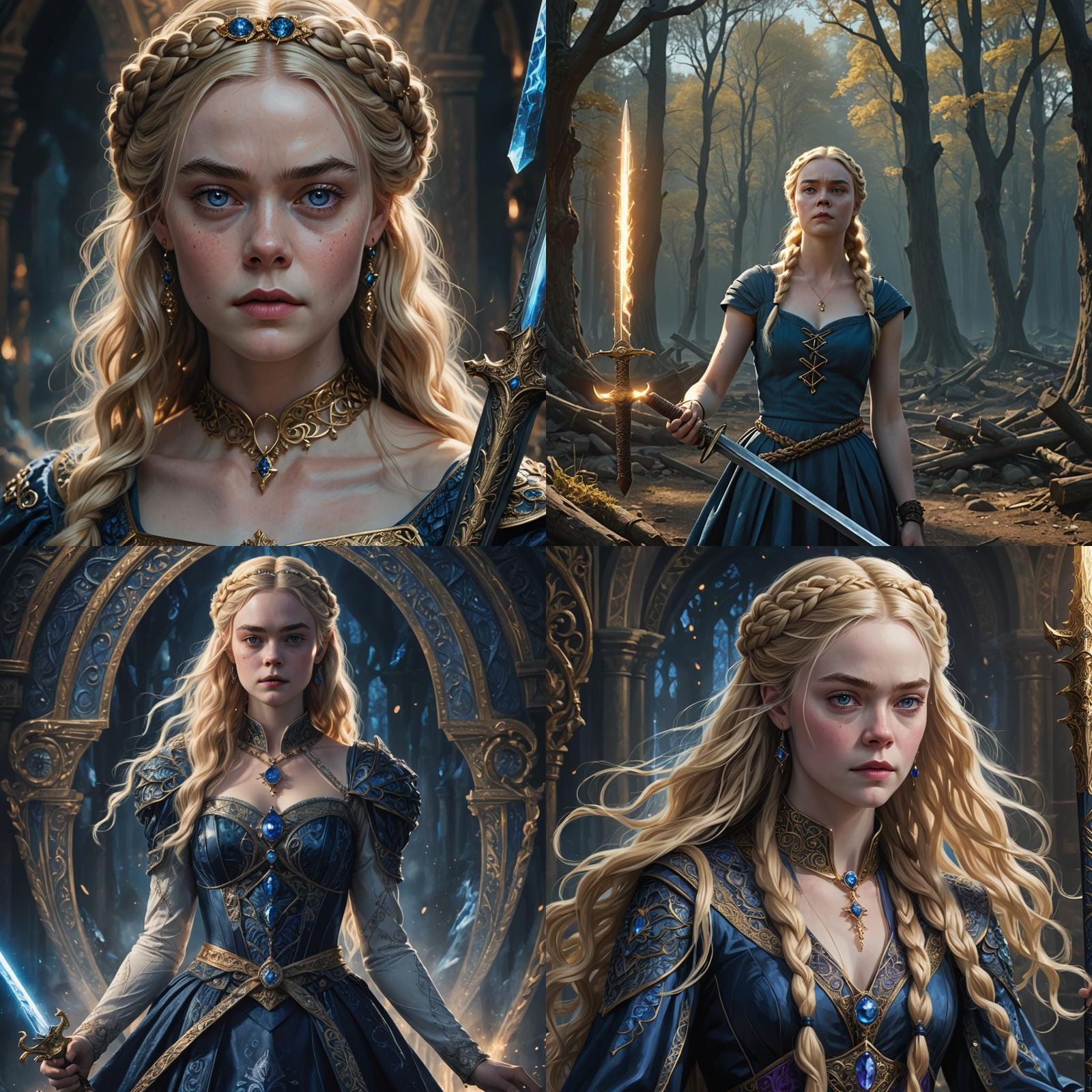 Fantasy Queen with Sword: Detailed Digital Art