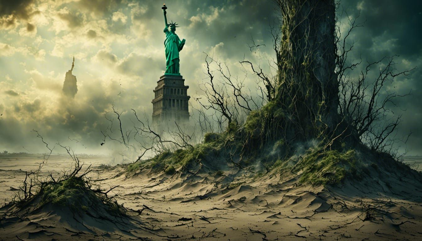 Statue of Liberty Ruins in Surreal Dawn