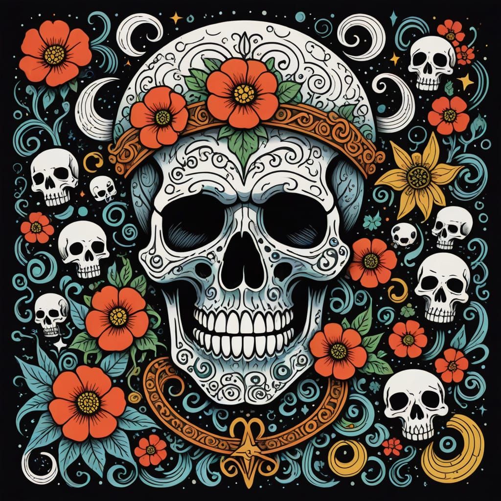 Vintage Sailor's Skull Tattoo Art in Bold Colors