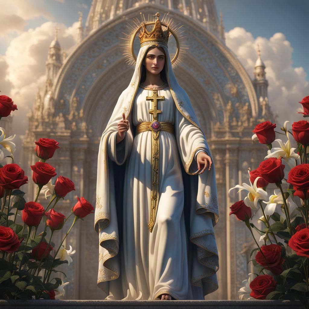 Virgin Mary, Queen of the Rosary: Detailed Matte Painting