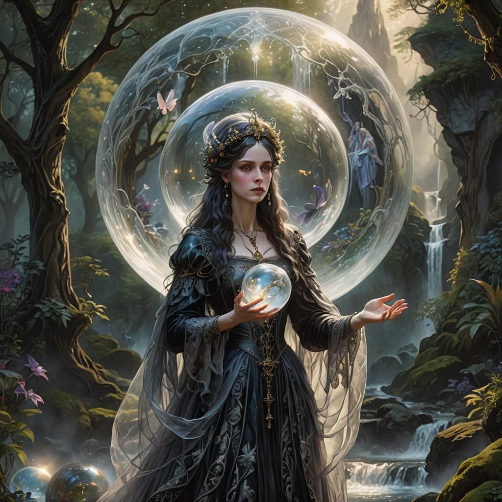 Gothic Hyperrealism: Woman with Fantasy Orb