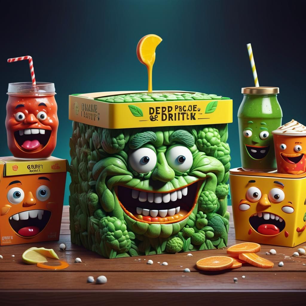 Funny and Bizarre Food Packaging in Detailed Matte Painting