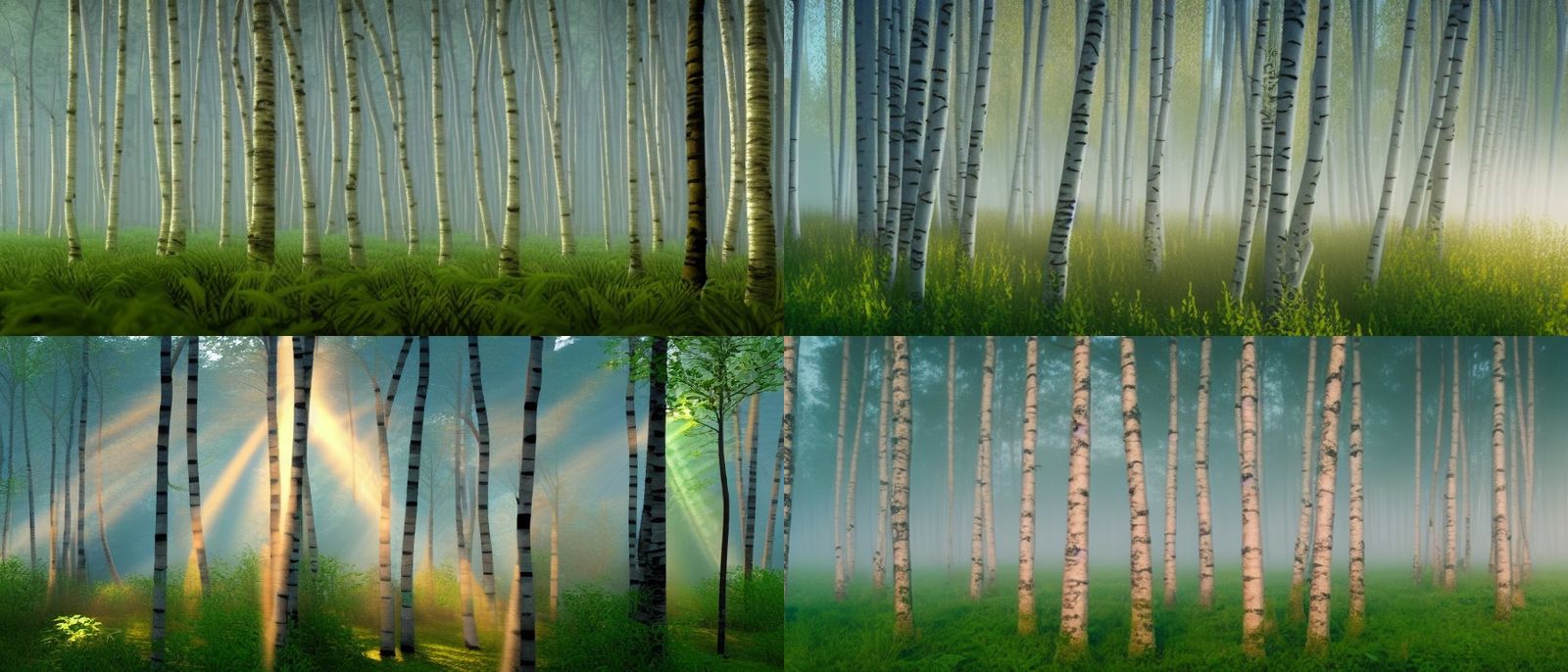 Misty Birch Forest with Sun Rays in 4K