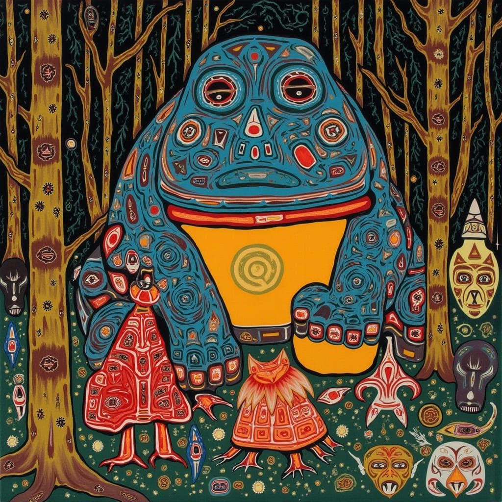 Toad and Fox Wedding in Haida Style