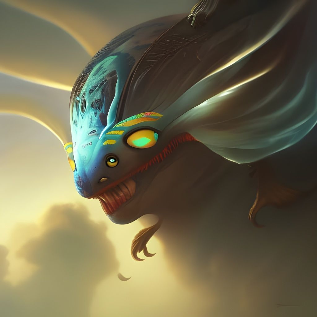 Demonic Mothra Portrait in Hyperdetailed Concept Art