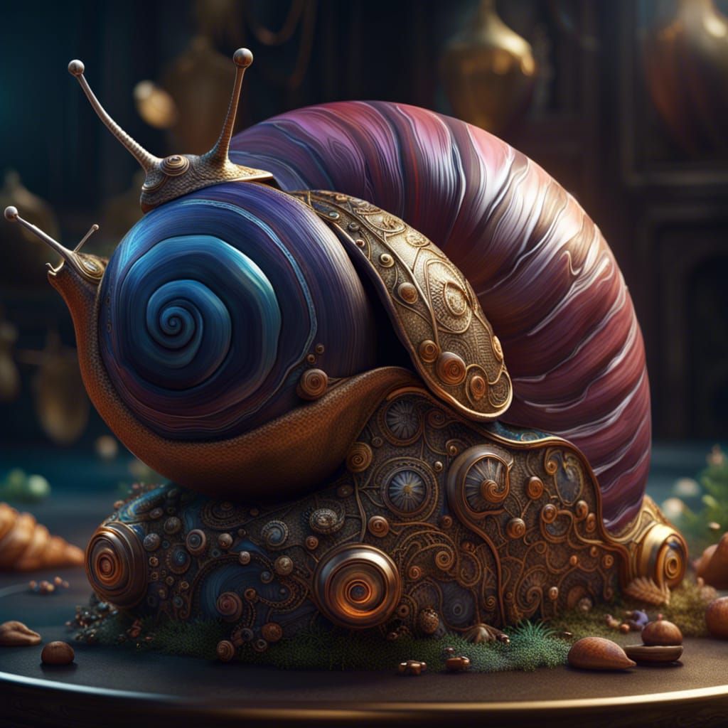 Snail Shell Music Box in Detailed Matte Painting