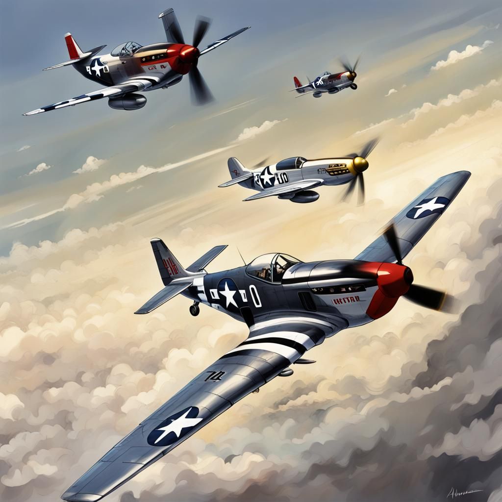 P-51 Mustang in Anime Style Flight