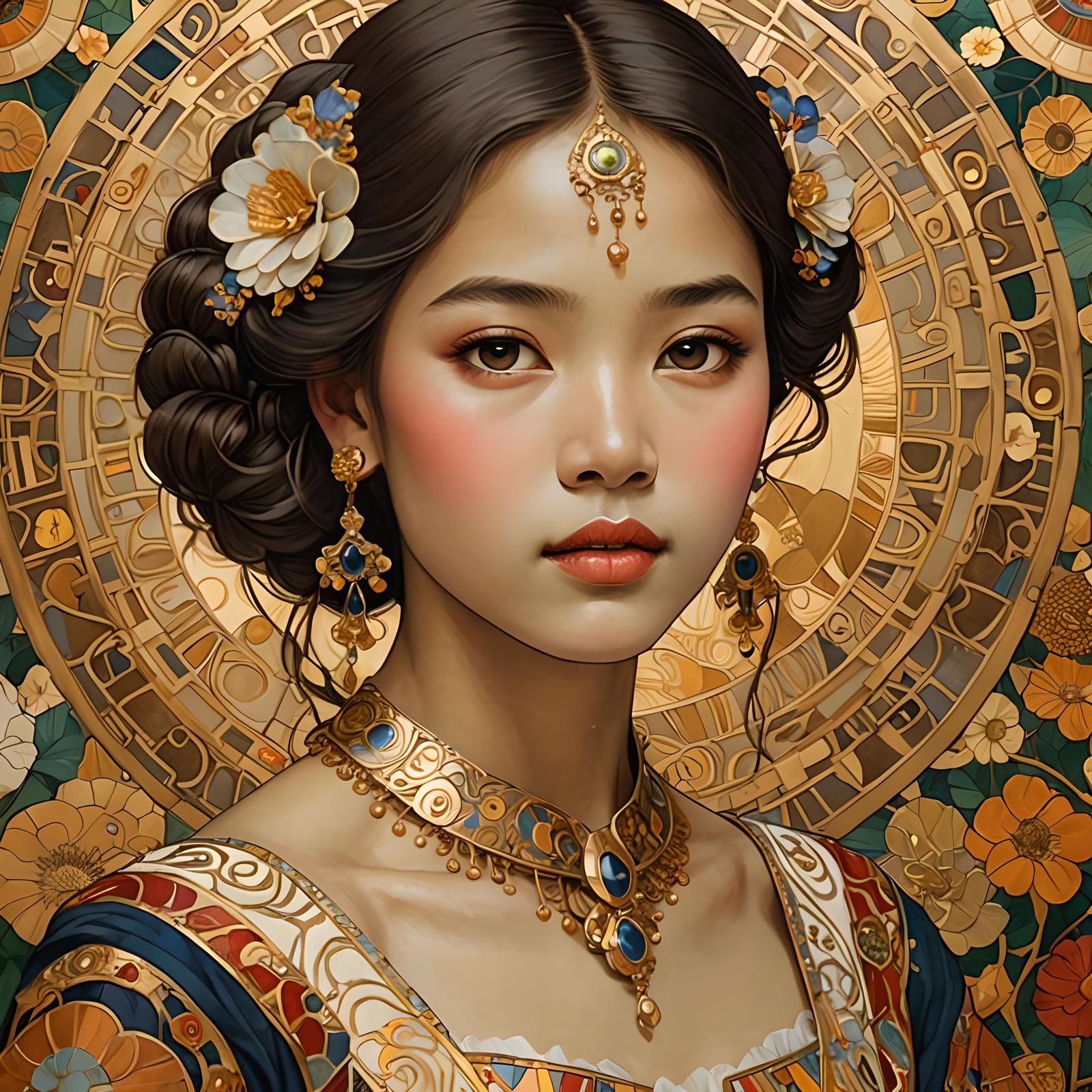 Majestic Filipina Beauty in Art Nouveau Style