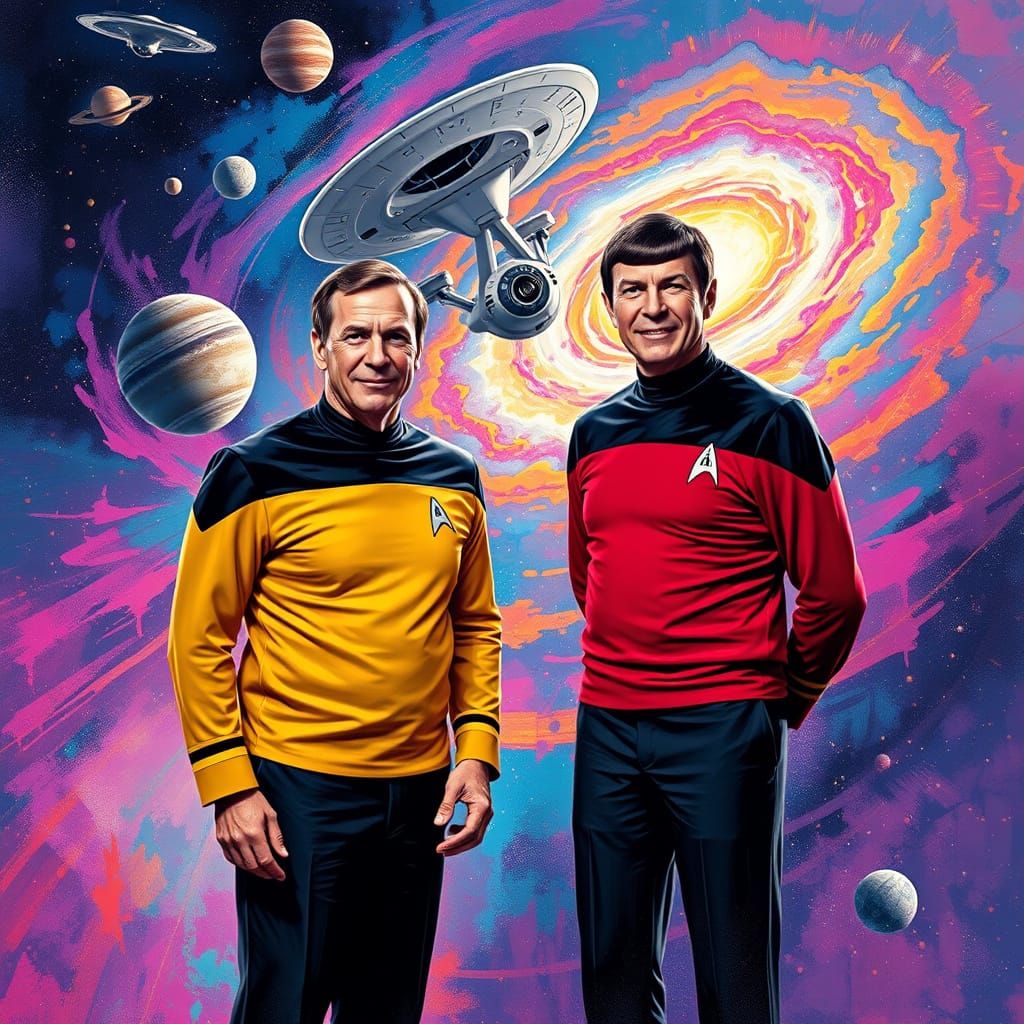 Cosmic Captains Unite in Vibrant, Psychedelic Space