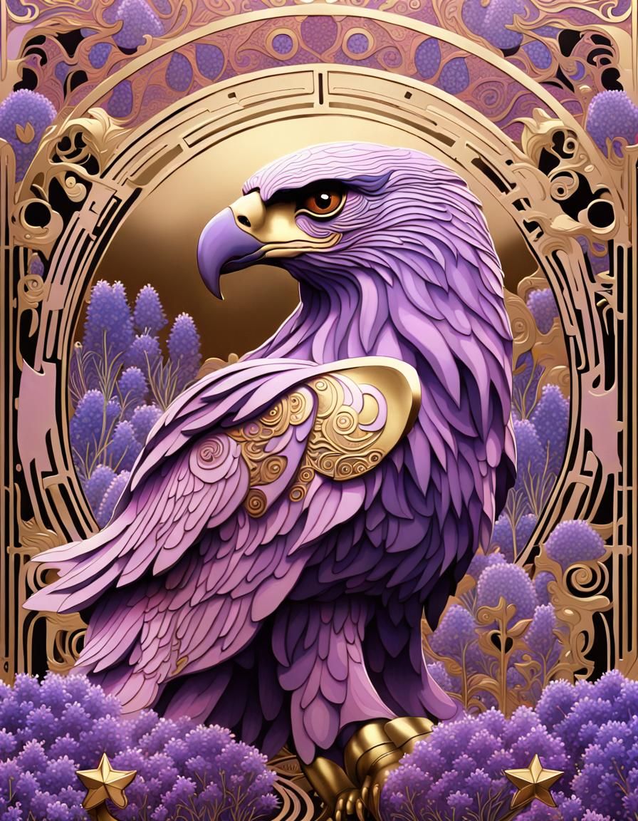 Pink Eagle in Klimt-Inspired Art Nouveau Style