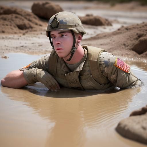 Soldier's Peril: Sinking in Quicksand, Professional Photogra...