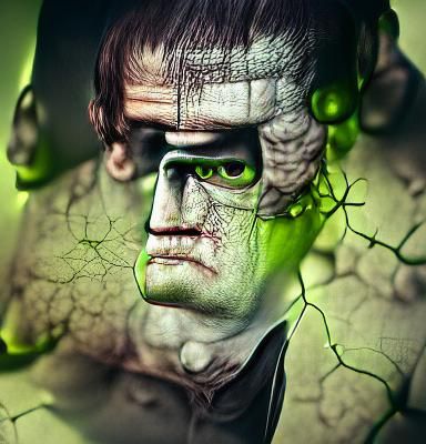 Frankenstein Monster in Dark Photoillustration