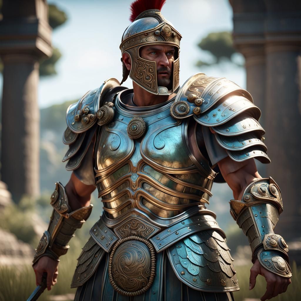 Roman Centurion in Abalone Armor, 3D Render
