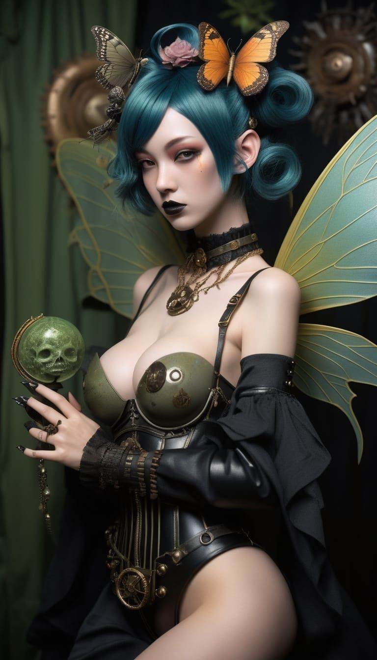 Cottagegore Fairy Grunge Scene with Solarpunk Elements