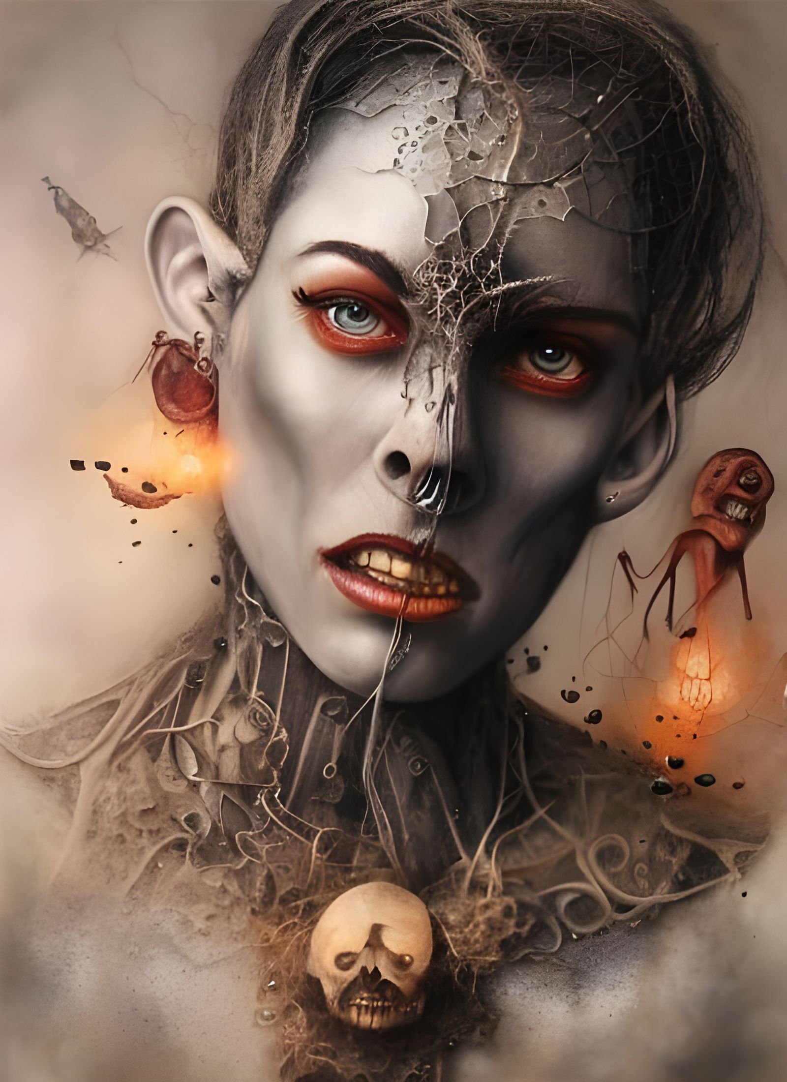 Surreal Cityscape with Bizarre Creatures in Hyper-Real Detai...