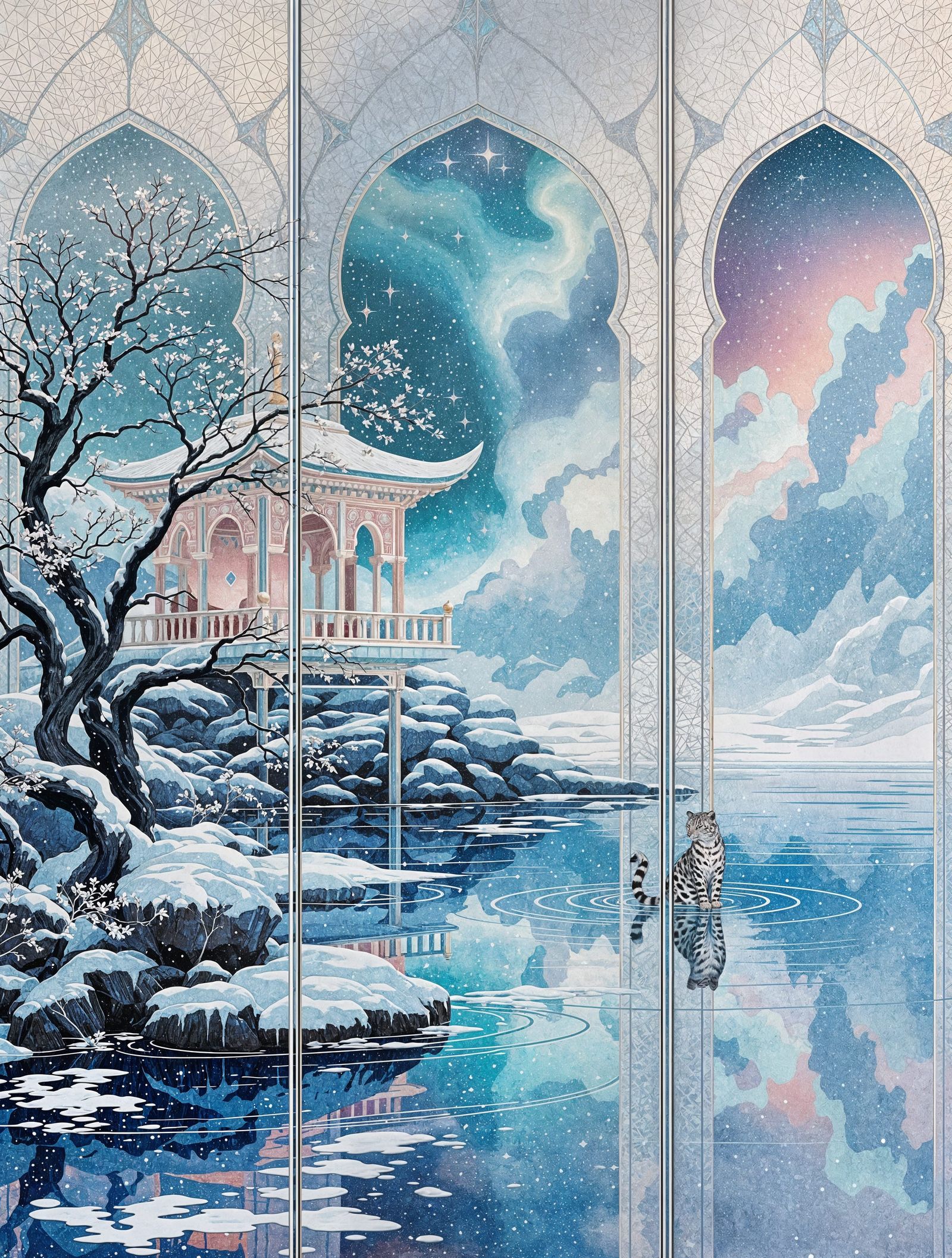 Leopard in Dreamlike Holographic Paradise