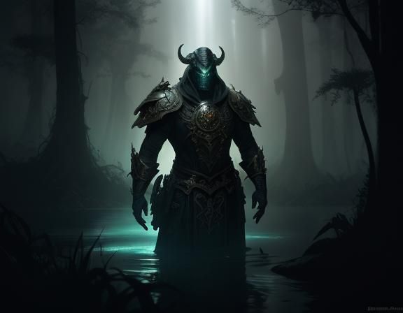 Bullywug in Misty Swamp: Dark Fantasy Concept Art