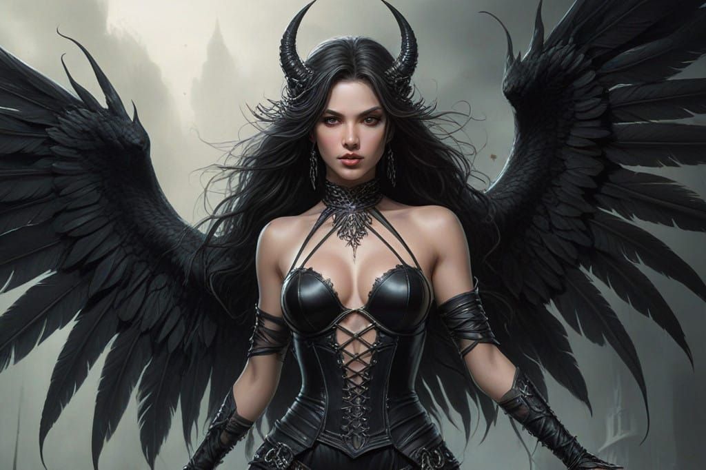 Surreal Pinup Demoness Dances in Dark Fantasy